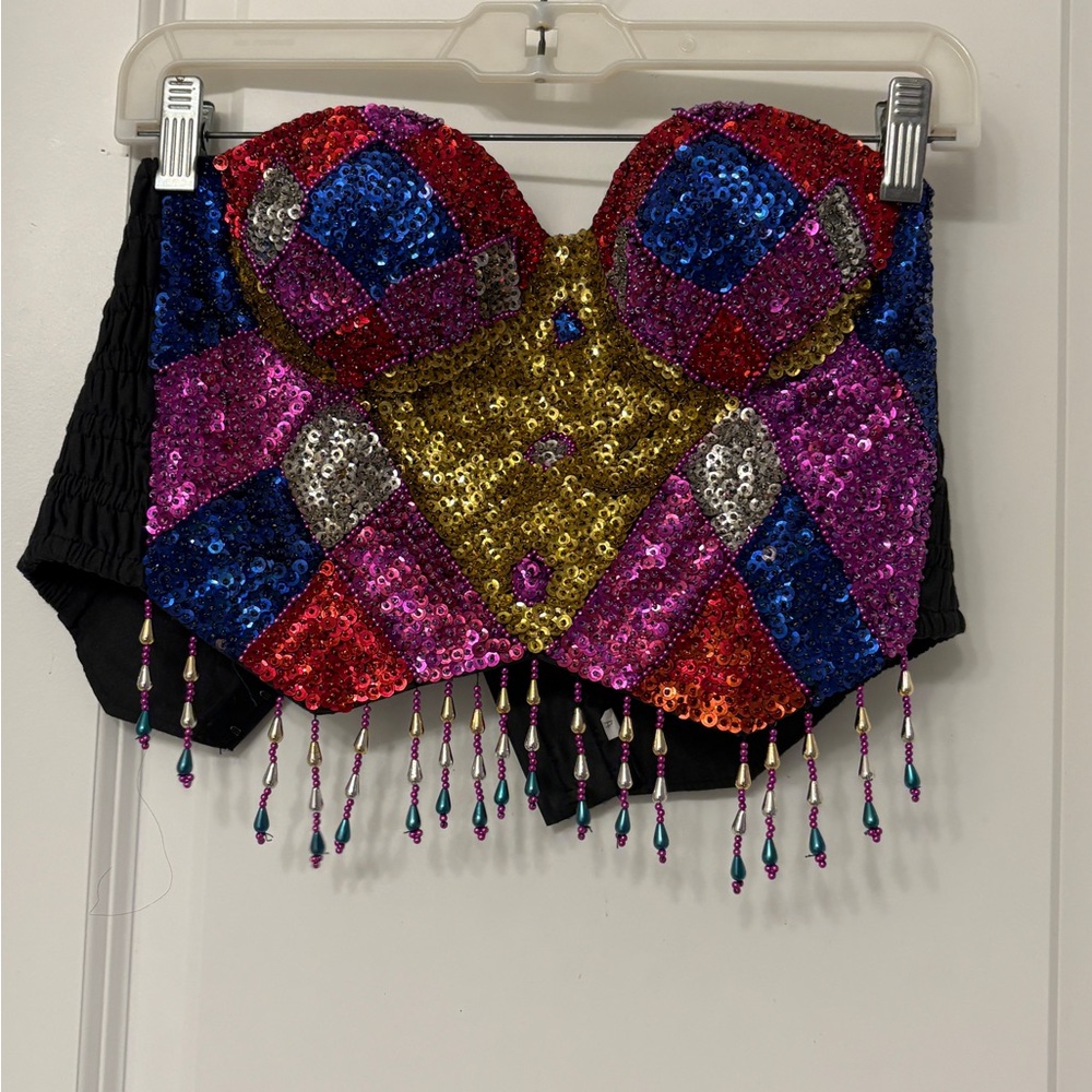 Multicolored Sequins Bustier With Beads. - image 2